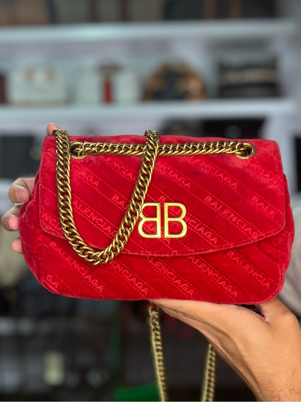 Balenciaga Red Flap Chain Bag